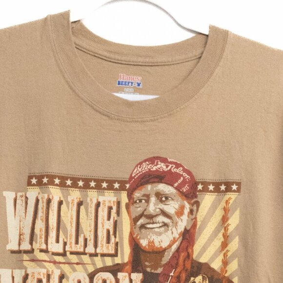 Hanes Women Brown Shirt Graphic Print Willie Nelson Live Concert Short Sleeve L - Picture 6 of 8